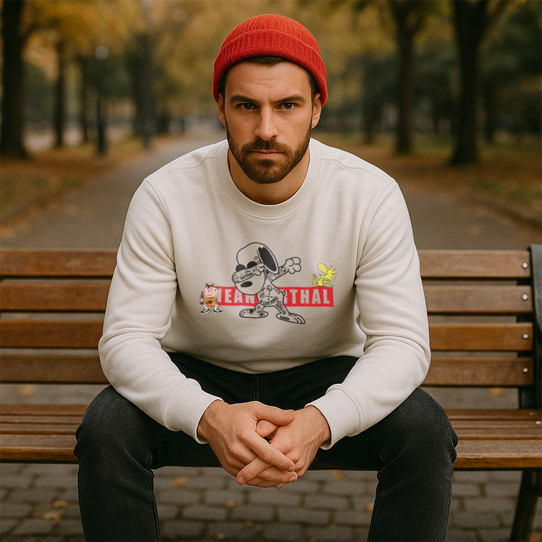 Sudadera urbana Neanderthal blanca, diseño exclusivo streetwear para looks con actitud