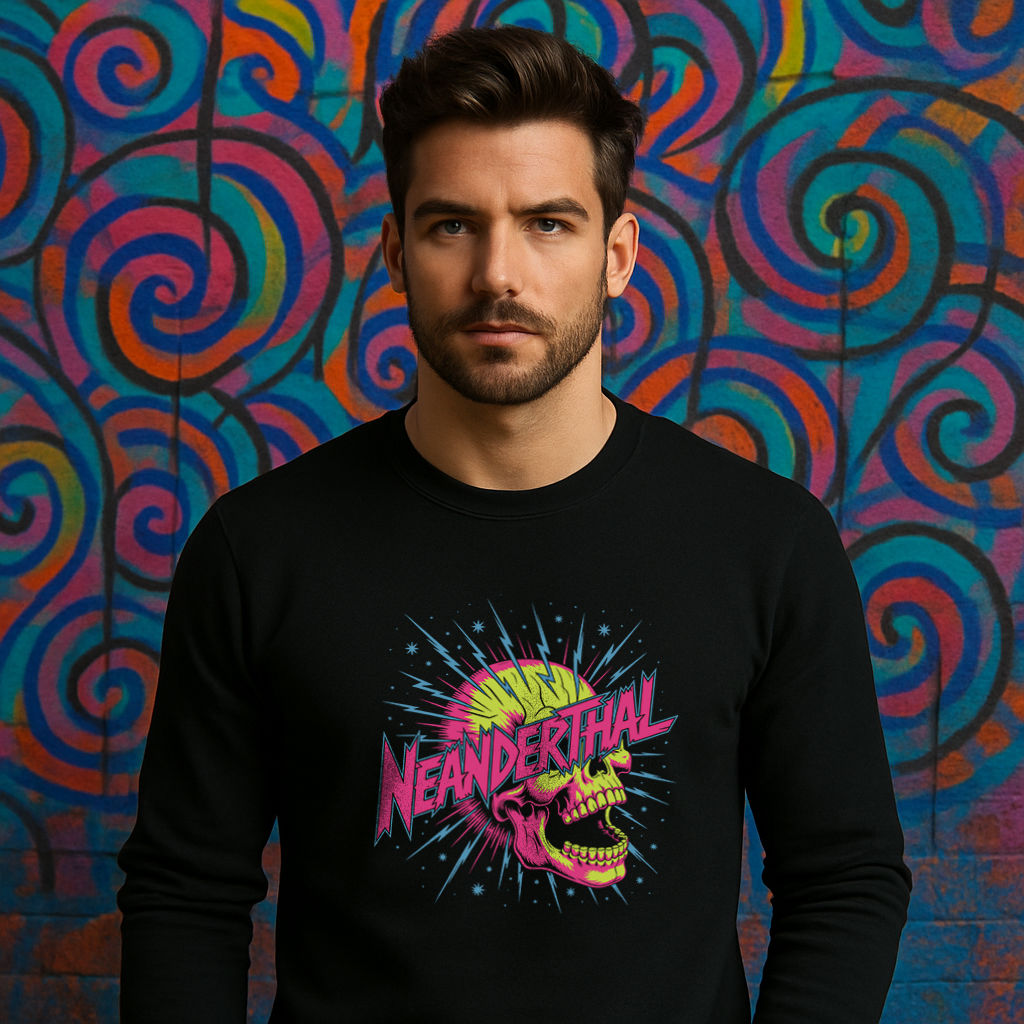 Sudadera urbana rebelde con diseño de calavera brillante Neanderthal
