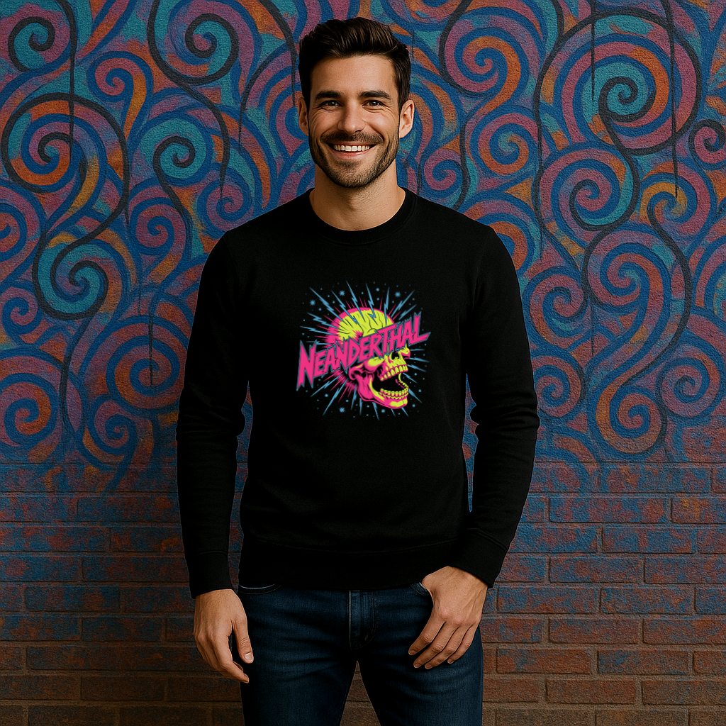 Moda urbana Neanderthal sudadera con calavera retro eléctrica