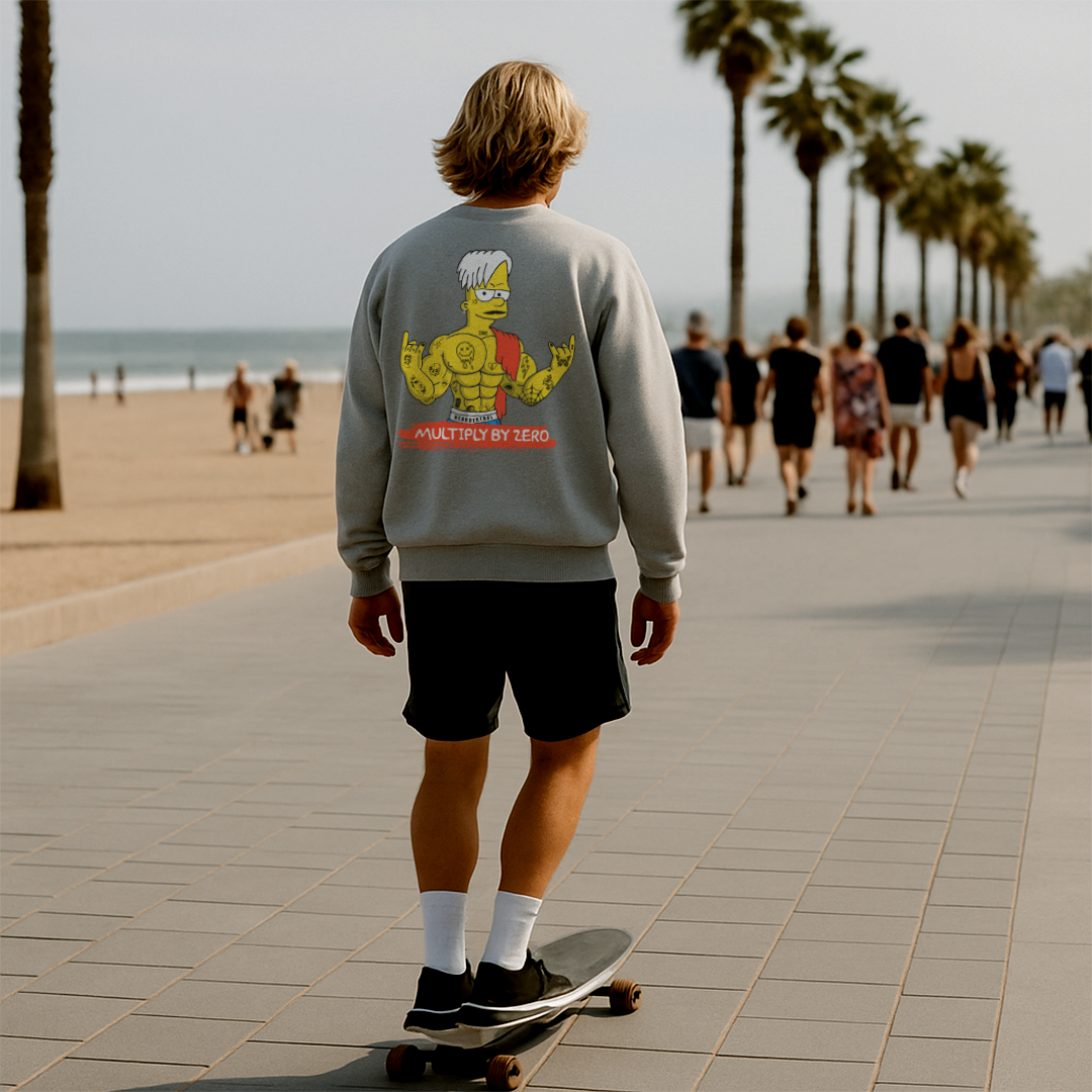 Sudadera con ilustración punk de Bart Simpson, perfecta para patinadores y amantes de la cultura urbana con espíritu indomable.