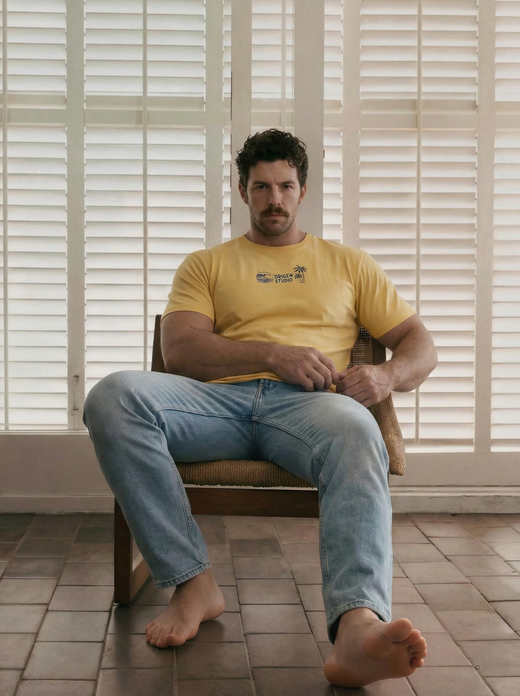 Camiseta amarilla Origen Studio hombre algodón 100% fabricada en España estilo veraniego casual