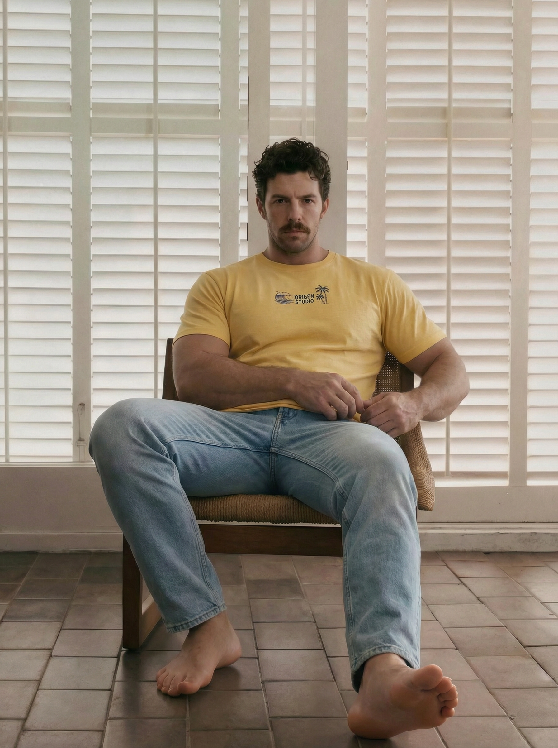 Camiseta amarilla Origen Studio hombre algodón 100% fabricada en España estilo veraniego casual