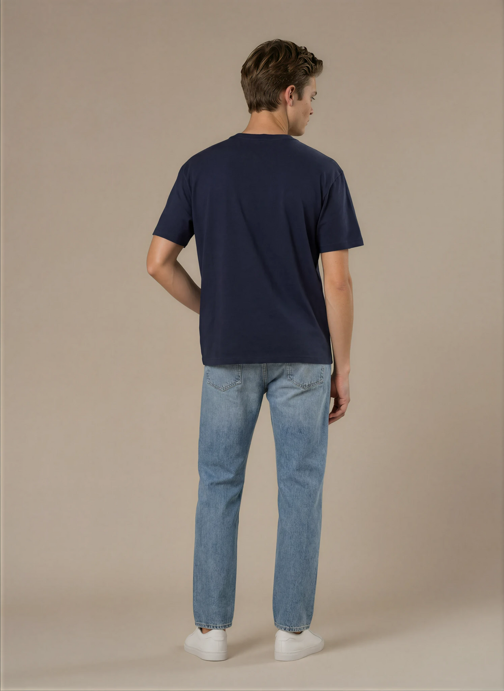 camiseta azul marino hombre origen studio parte trasera