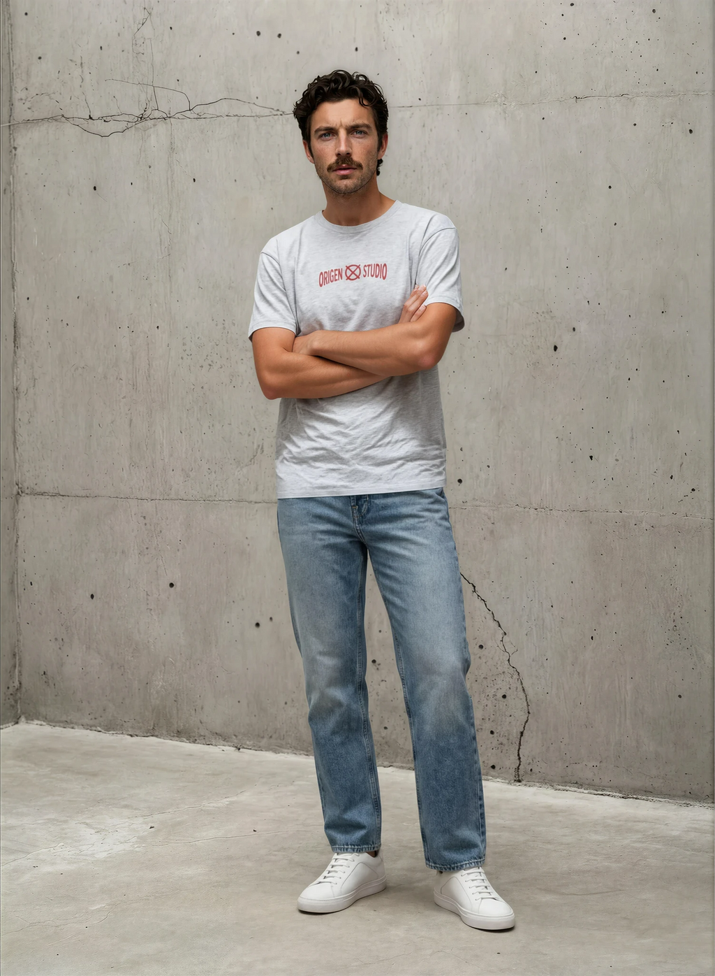 Camiseta gris Origen Studio hombre algodón 100% fabricada en España estilo minimalista urbano