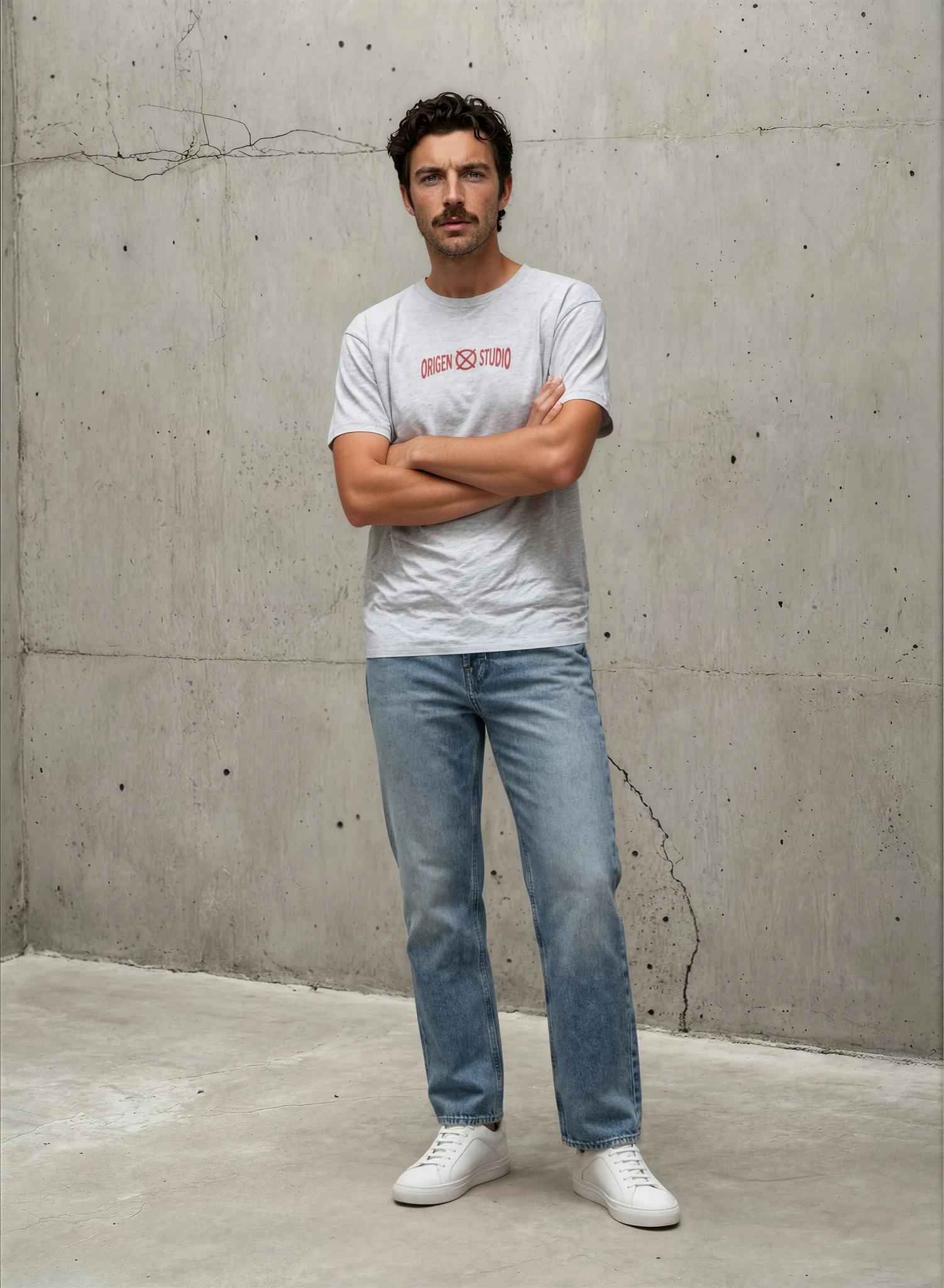 Camiseta gris Origen Studio hombre algodón 100% fabricada en España estilo minimalista urbano