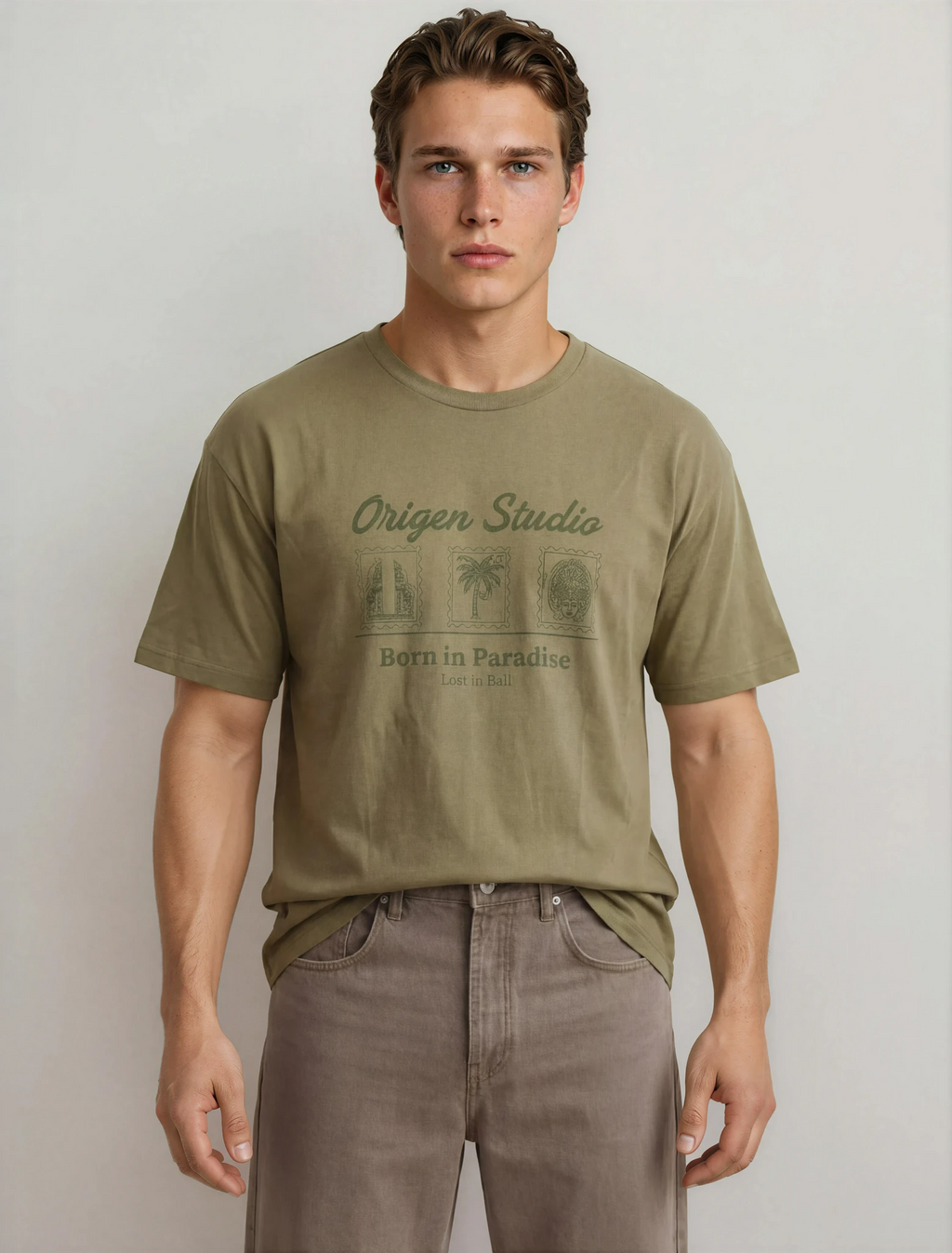 Camiseta Born in Paradise – Olive
