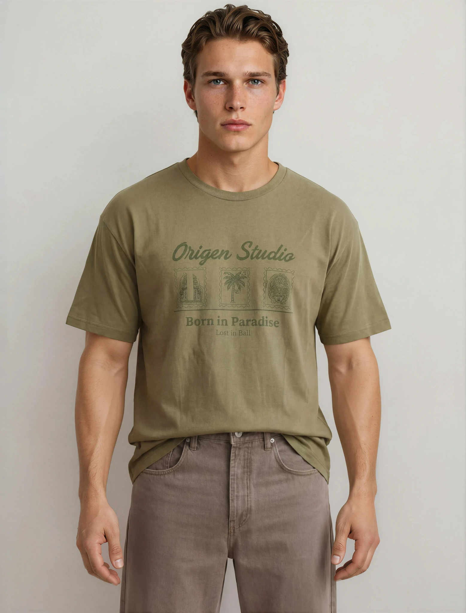 Camiseta Born in Paradise – Olive