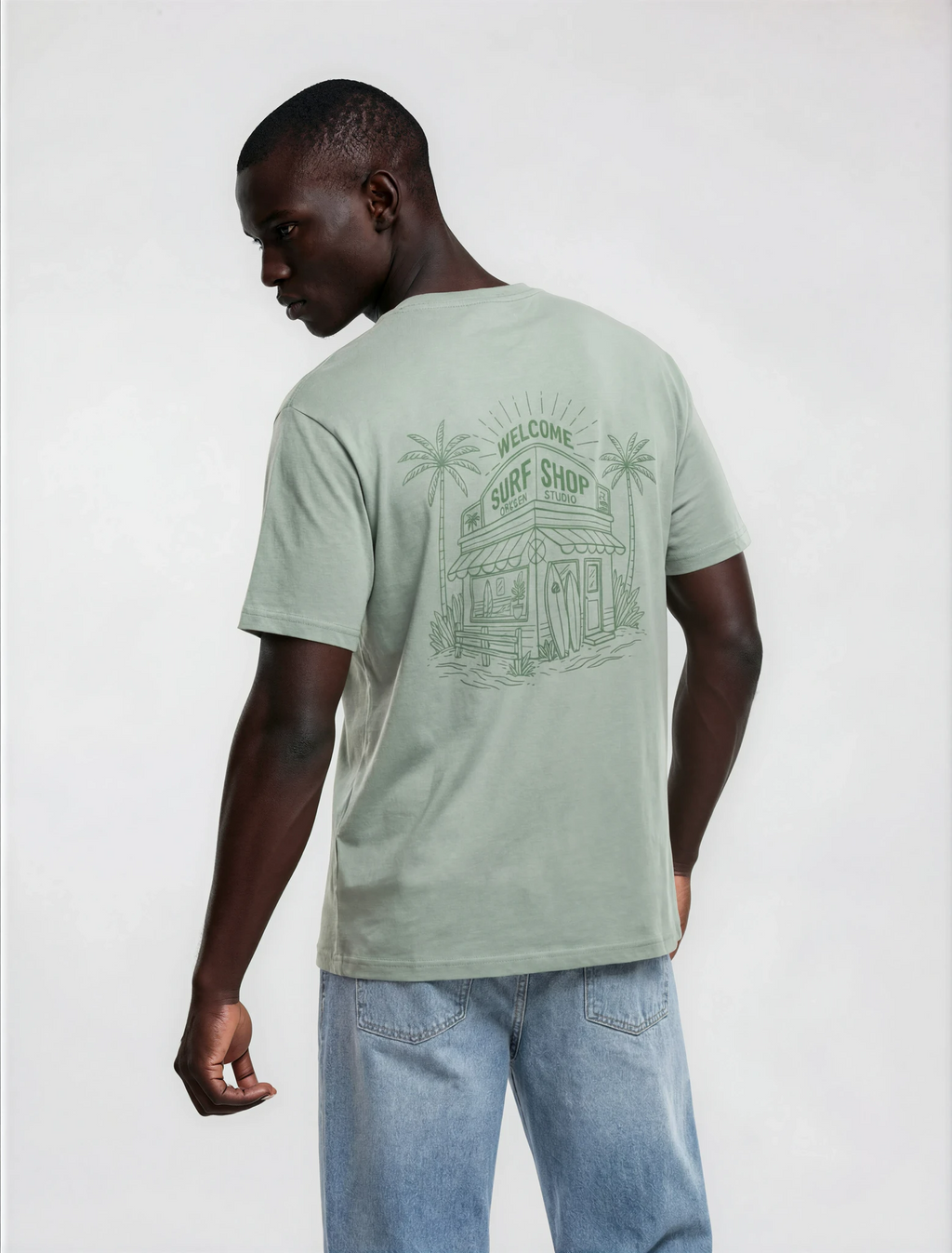 Camiseta Welcome Surf Shop – Sage Green