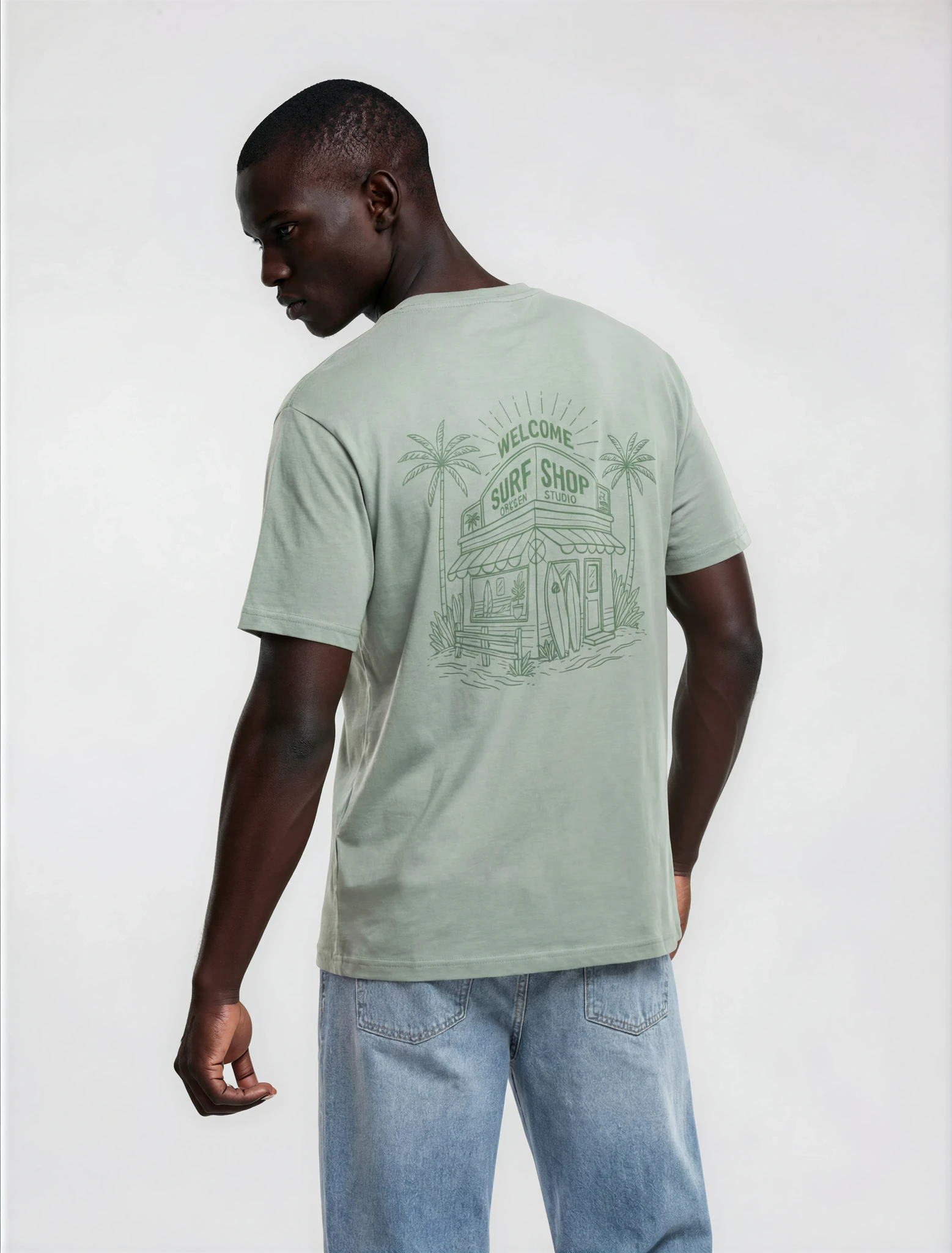 Camiseta Welcome Surf Shop – Sage Green