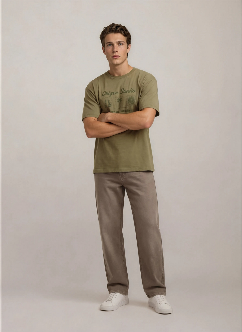 Camiseta Born in Paradise – Olive