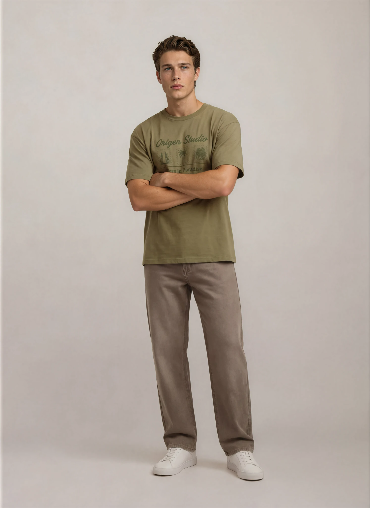 Camiseta Born in Paradise – Olive