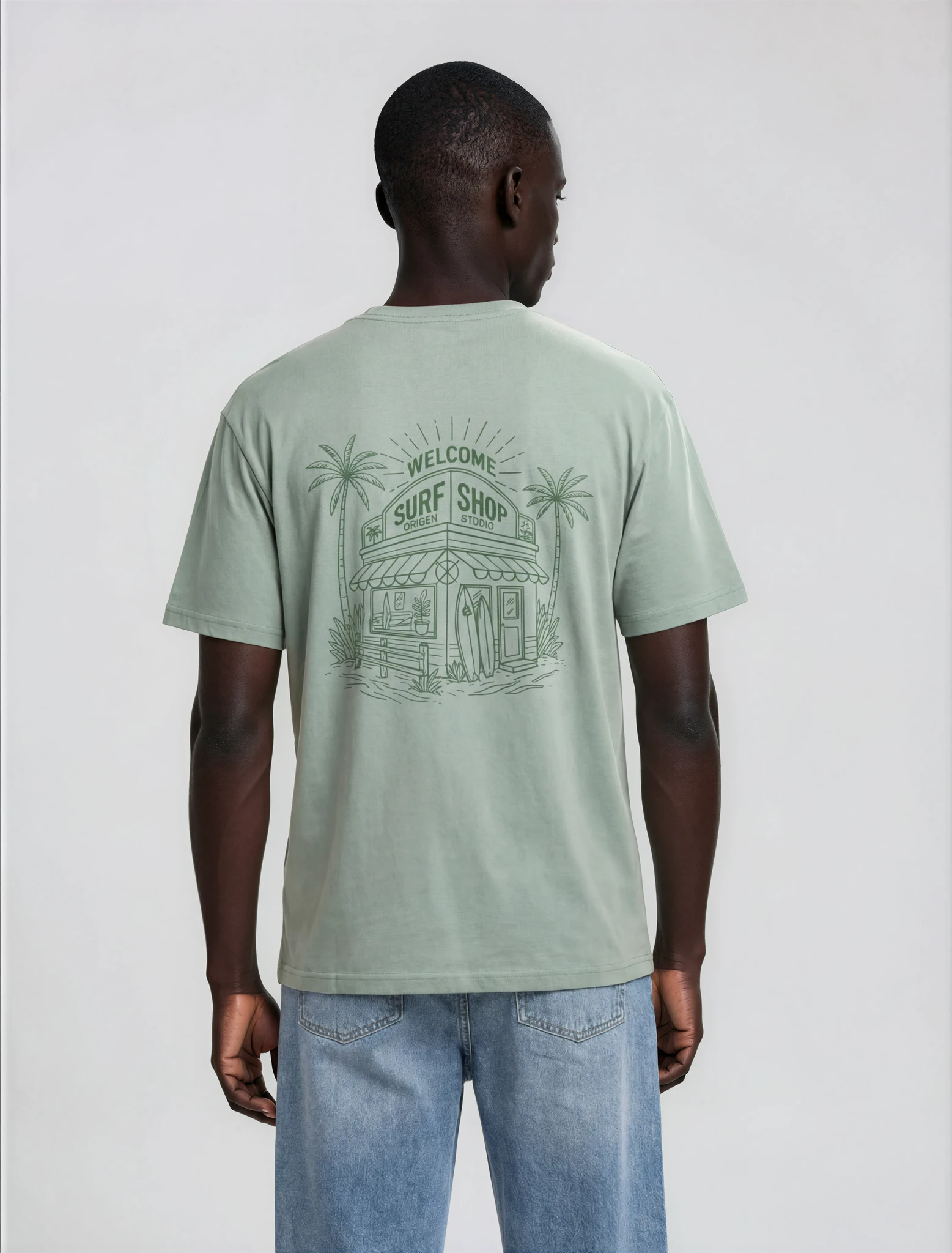 Camiseta Welcome Surf Shop – Sage Green