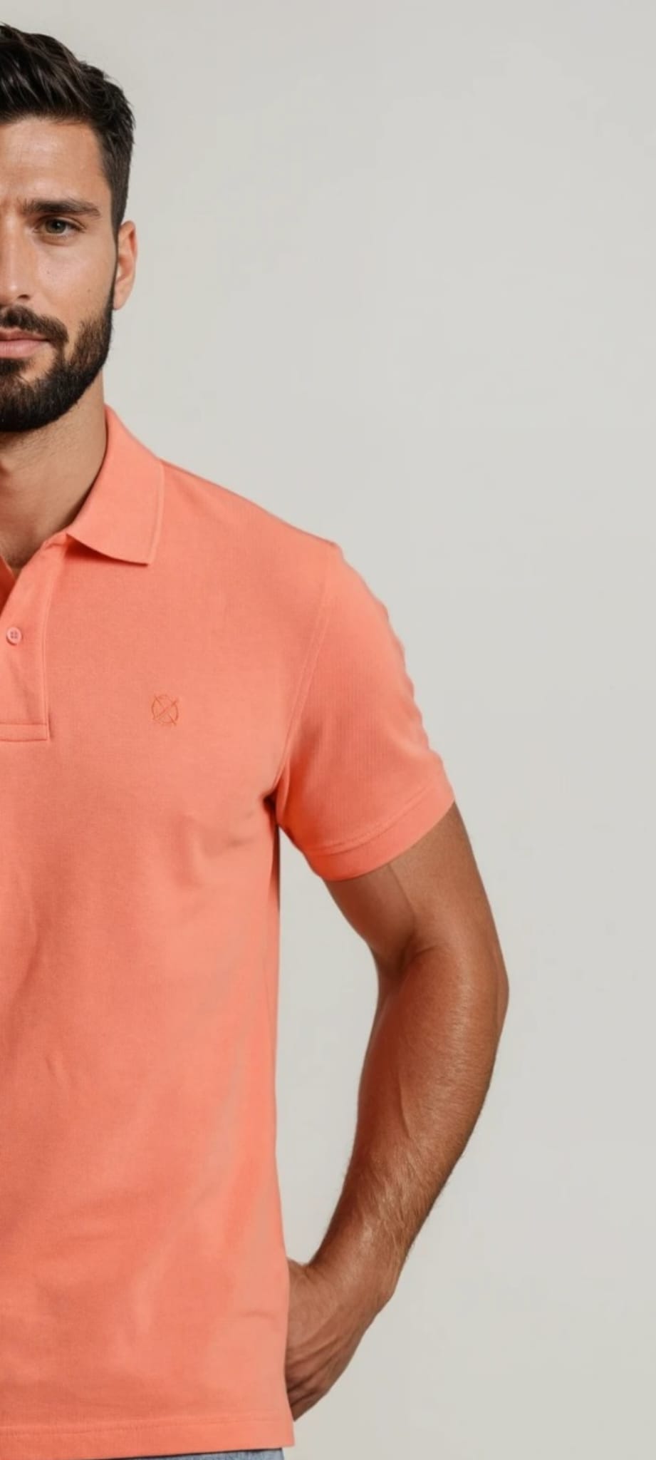 polo coral hombre 100% algodón Origen Studio modelo vista frontal