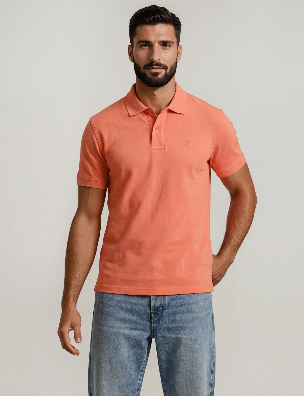 Polo coral hombre algodón Origen Studio