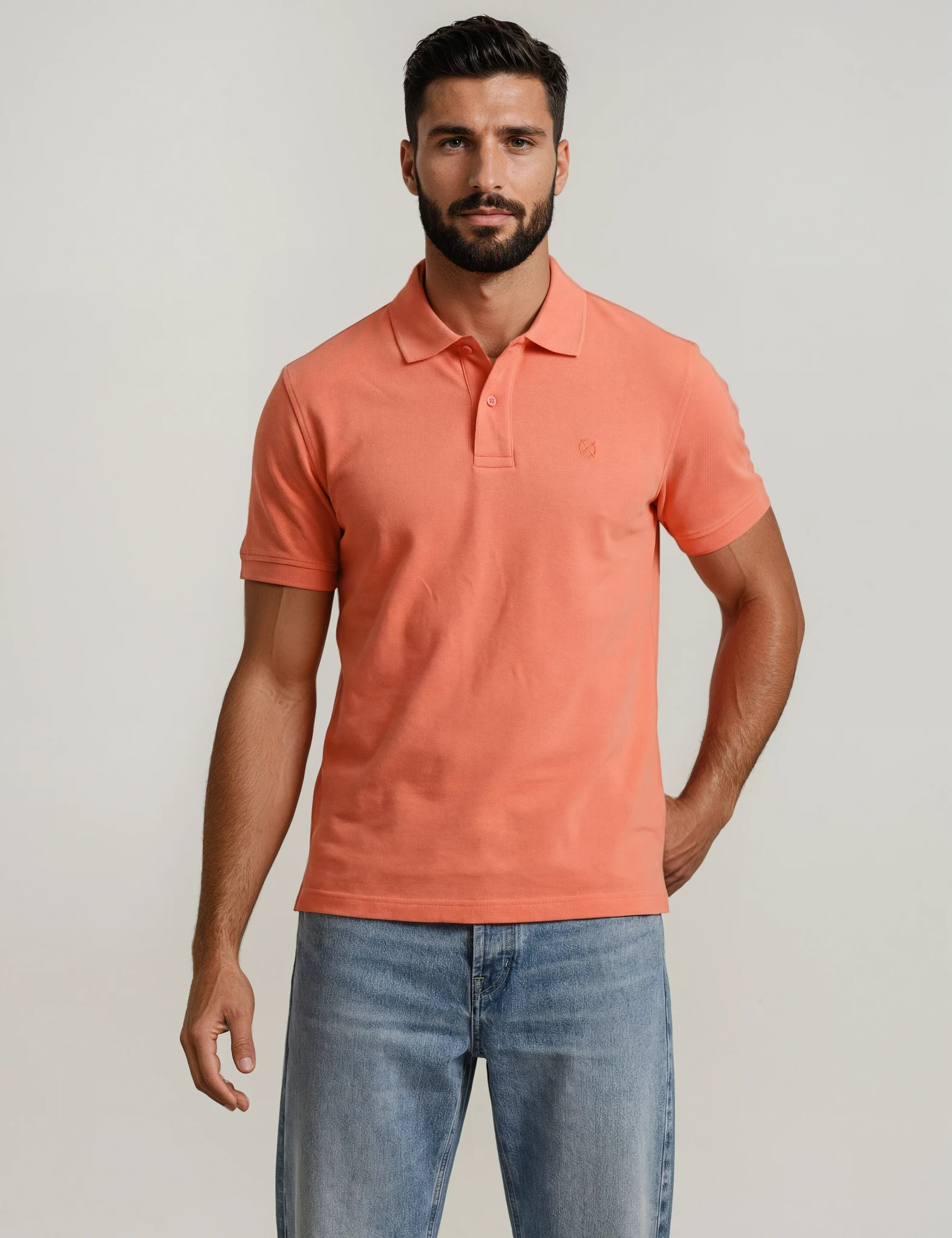 Polo coral hombre algodón Origen Studio
